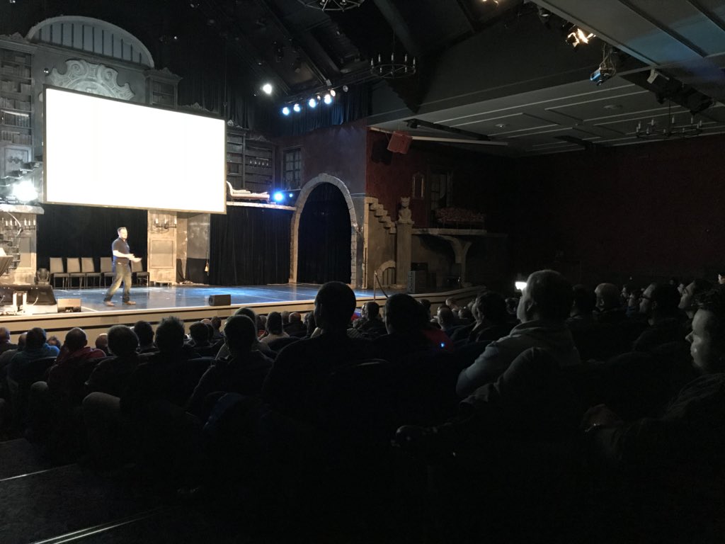 Tim talking at Javaland, taken from the back of the room