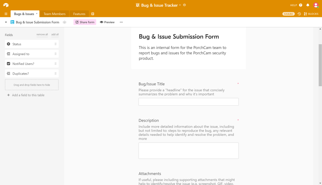 Bugtracker Form